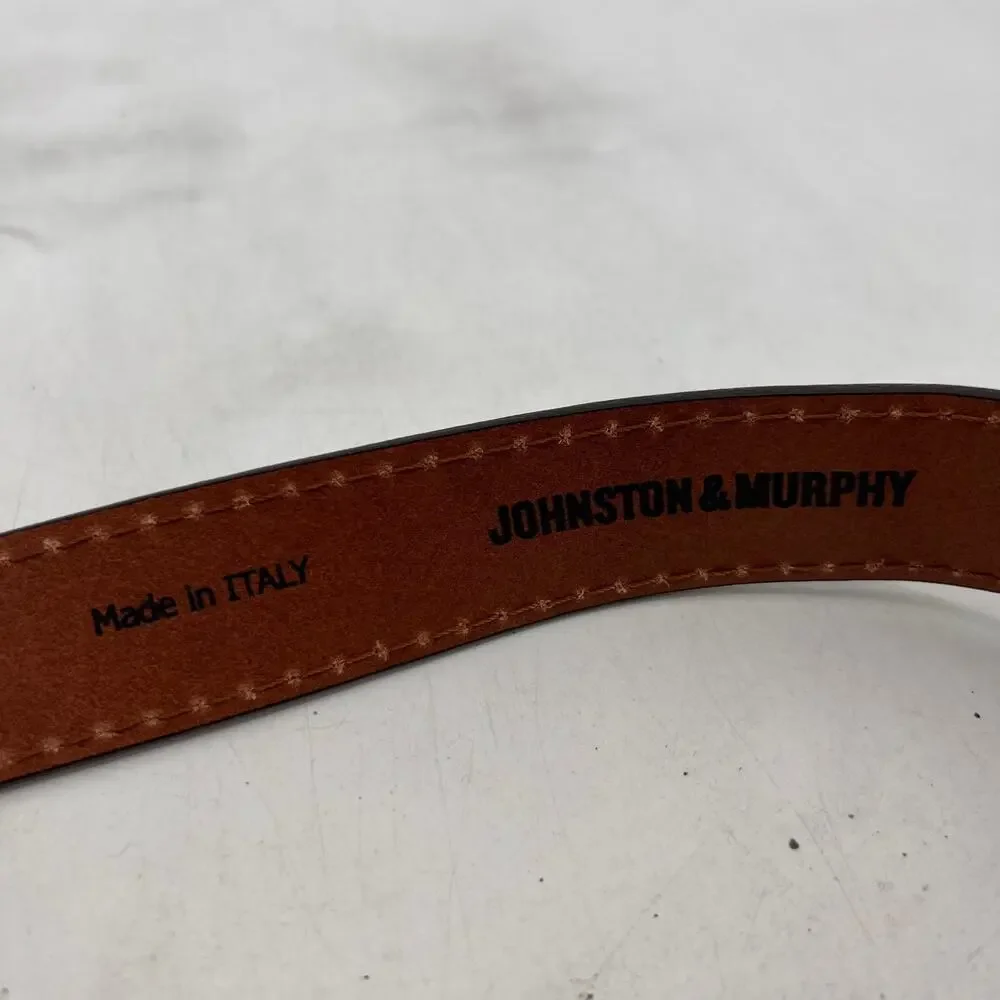 Johnston & Murphy Belt Mens 36 Brown Laser Stitched Italian Steerhide Made Italy